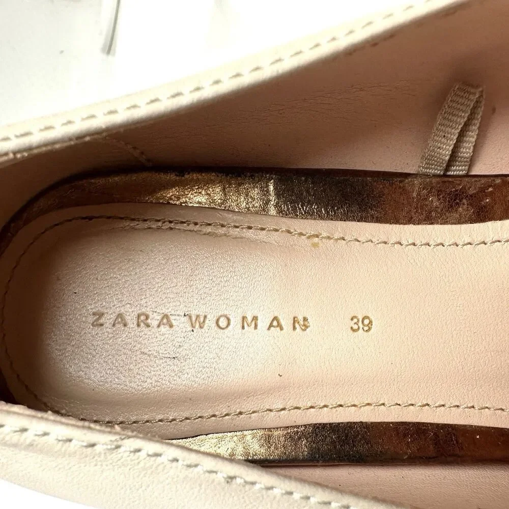 Zara Shoe Women’s 39 (8) Slip On Loafer Crab Embellish Cream Nautical Coastal